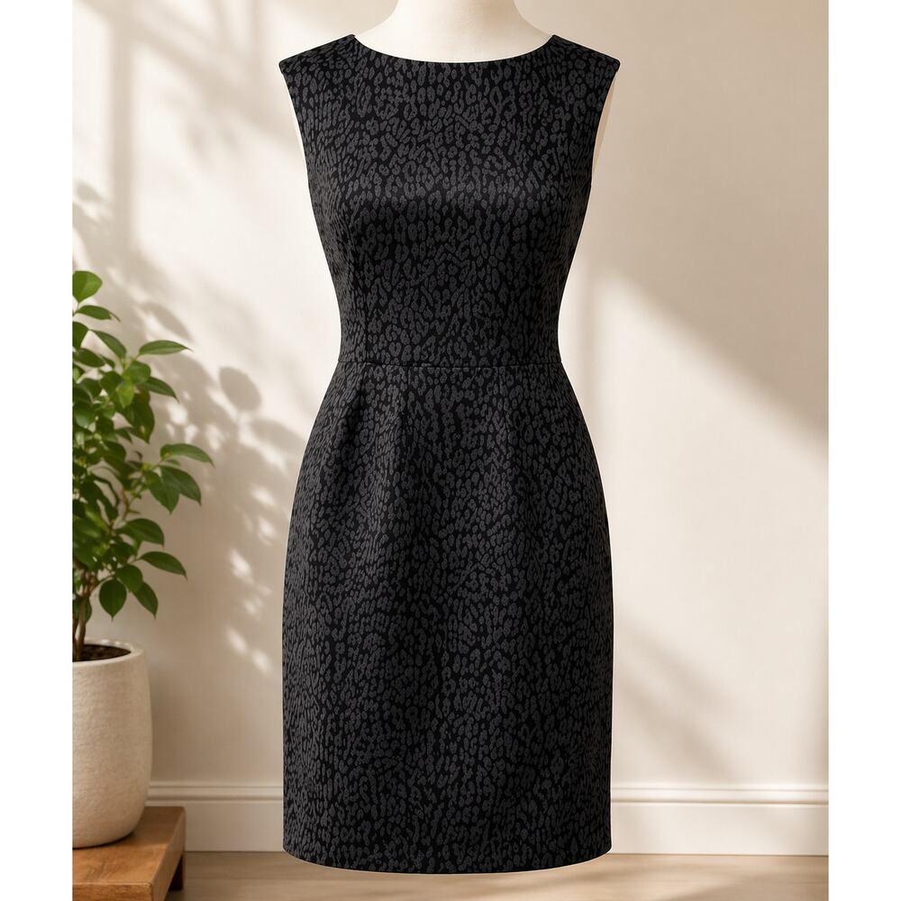 LOFT Cheetah Print Wool-like Dress Sz 10 Animal Preppy Workwear Chic Classic